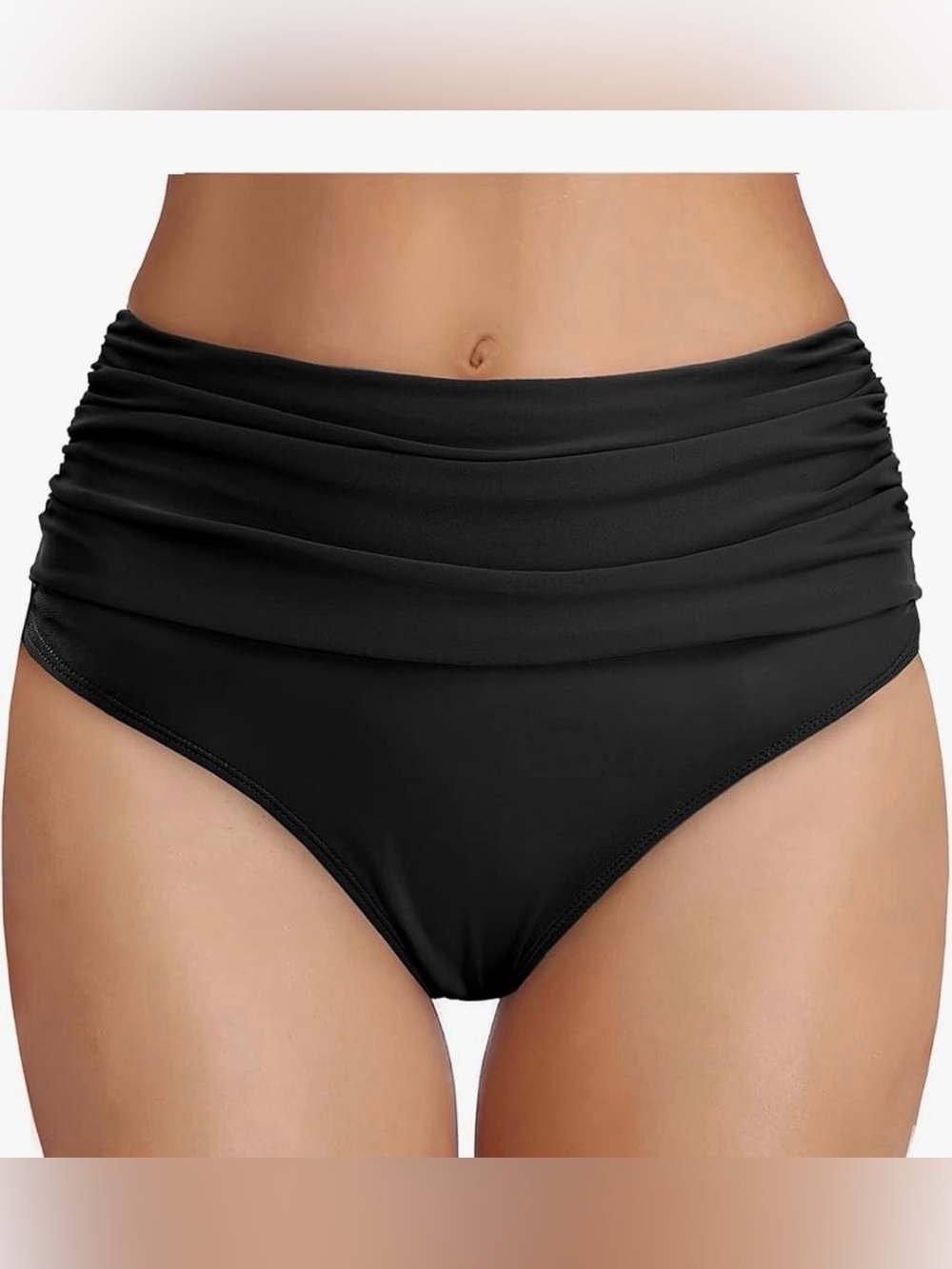 Brand new - size 3XL- High-Waist Black Ruched Swim Bottoms - Women Swim